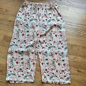 Paco Rabanne Silky Floral Straight Leg Pants - Red and Green